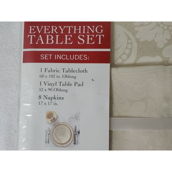 Town & Country Everything Table Set Ivory Floral 60"x102" Oblong 8 Napkins - Picture 2 of 8
